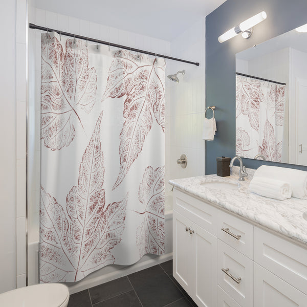 Burgundy Leaves Oversized Ink Prints for Modern Botanical Bathroom
