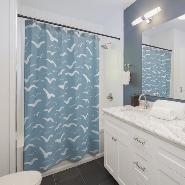 Blue Sky with Seagulls Shower Curtain