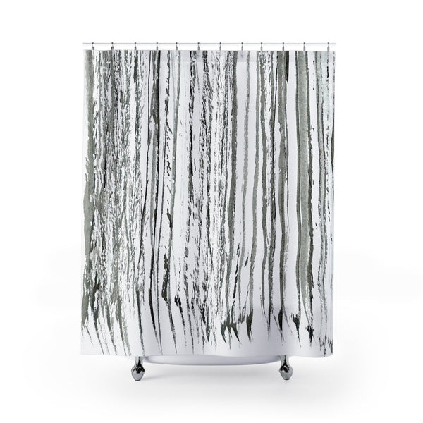 Black and White Vertical Ink Lines Shower Curtain