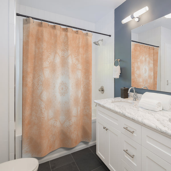 Earthy Orange Mandala Pattern Shower Curtain