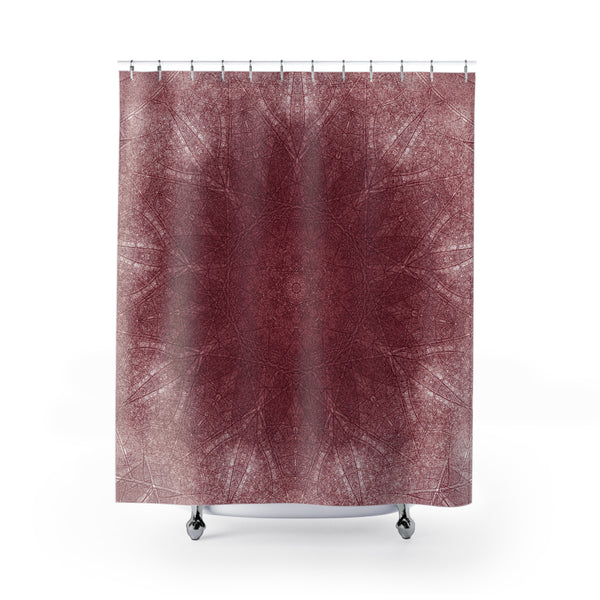 Burgundy Red Wine Mandala Shower Printed Fabric Curtain