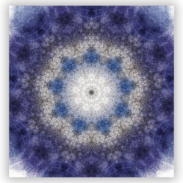 Dark Cobalt Blue and White Mandala Shower Curtain