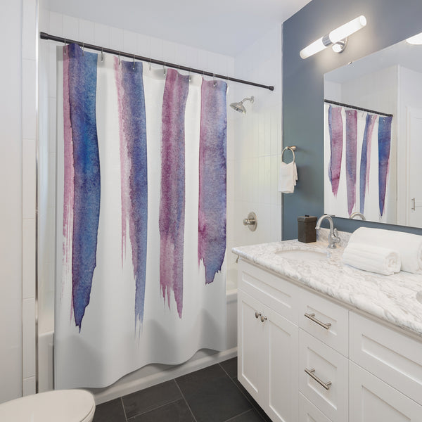 Magenta Pink and Cobalt Blue Watercolor Streaks Shower Curtain