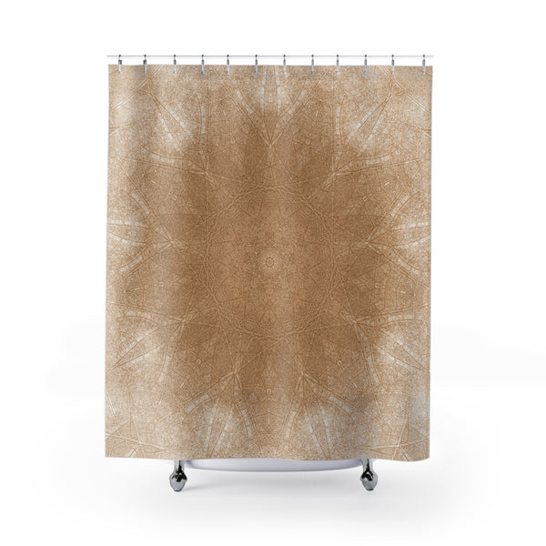 Warm Burnt Sienna / Tan Soft Mandala Rustic Fabric Shower Curtain
