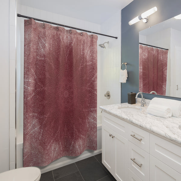 Burgundy Red Wine Mandala Shower Printed Fabric Curtain