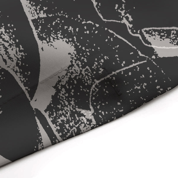 Black and Gray Fabric Shower Curtain - Giant Pop Art Roses Lino Print Style for Bold Decor