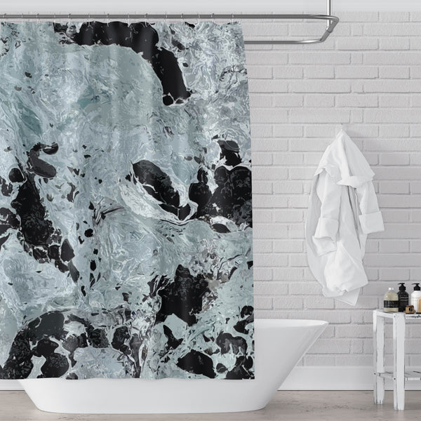 Glacier Ice Blue & Gray Marble Swirls Shower Curtain