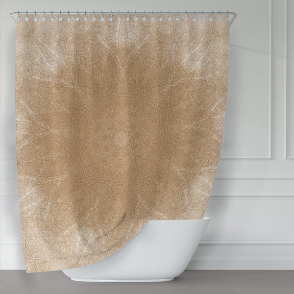 Warm Burnt Sienna / Tan Soft Mandala Rustic Fabric Shower Curtain