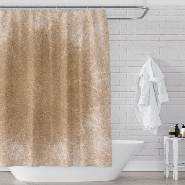 Warm Burnt Sienna / Tan Soft Mandala Rustic Fabric Shower Curtain