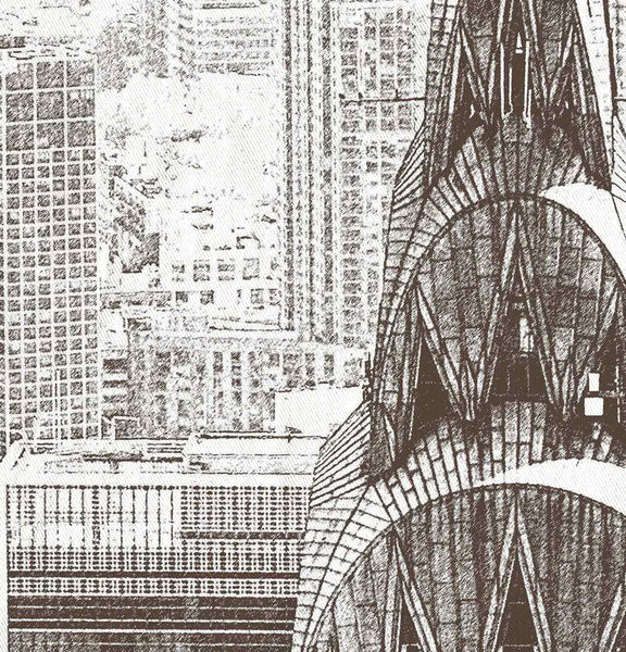 New York Skyline's Chysler Building Shower Curtain - Light Gray / Sepia Neutral Tone