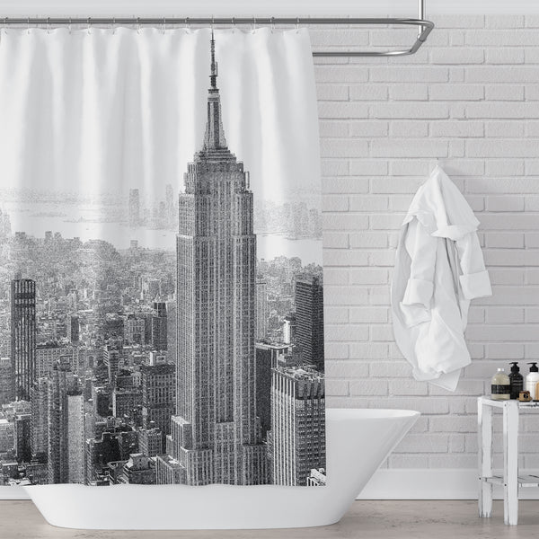 New York Skyline's Empire State Building Shower Curtain - Light Gray / Neutral Tone