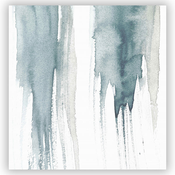 Slate Gray Blue on White Watercolor Giant Drip Art Shower Curtain