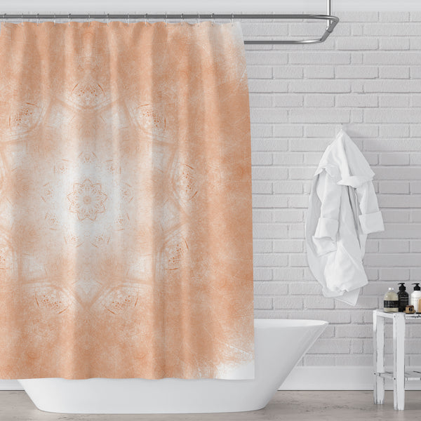 Earthy Orange Mandala Pattern Shower Curtain