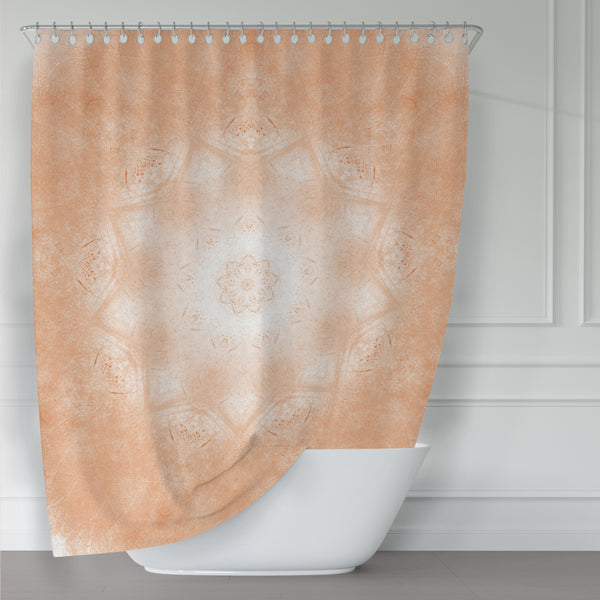 Earthy Orange Mandala Pattern Shower Curtain