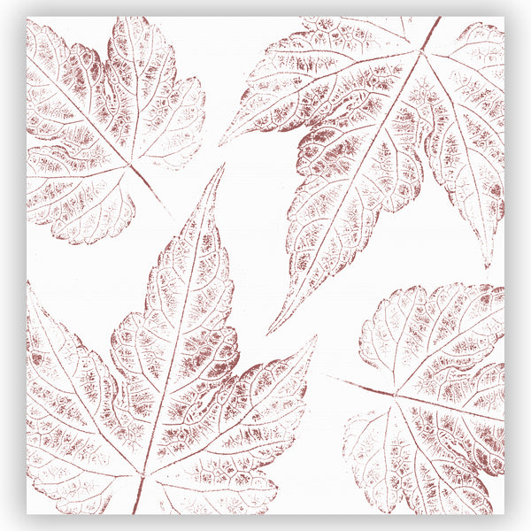 Burgundy Leaves Oversized Ink Prints for Modern Botanical Bathroom