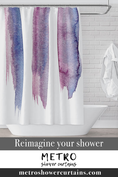 Magenta Pink and Cobalt Blue Watercolor Streaks Shower Curtain