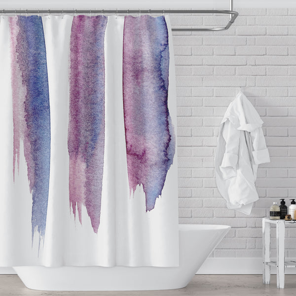 Magenta Pink and Cobalt Blue Watercolor Streaks Shower Curtain