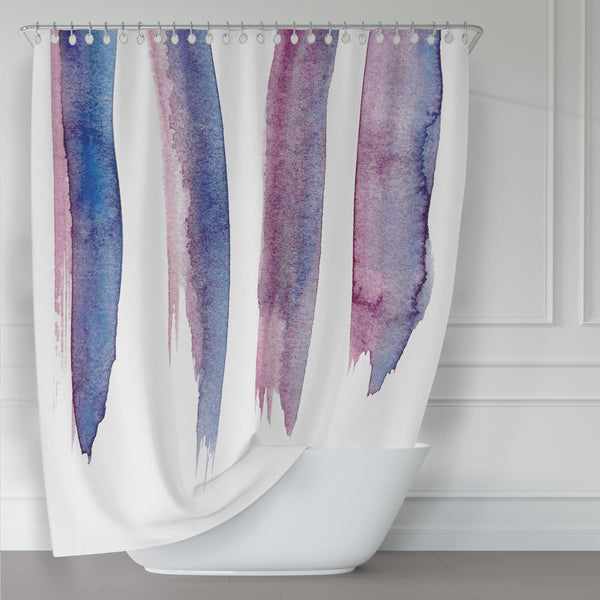 Magenta Pink and Cobalt Blue Watercolor Streaks Shower Curtain