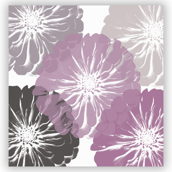 Pink and Gray Zinnia Giant Flowers Shower Curtain Modern Art Print on White
