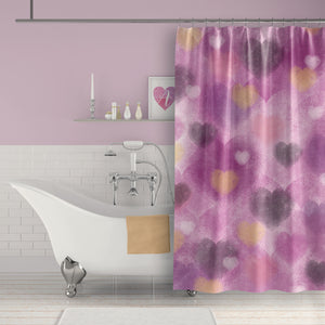 Fluffy Pink Hearts Shower Curtain