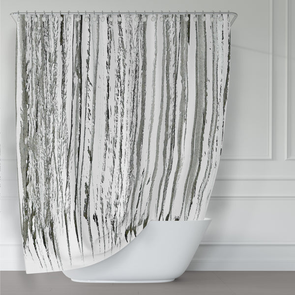 Black and White Vertical Ink Lines Shower Curtain