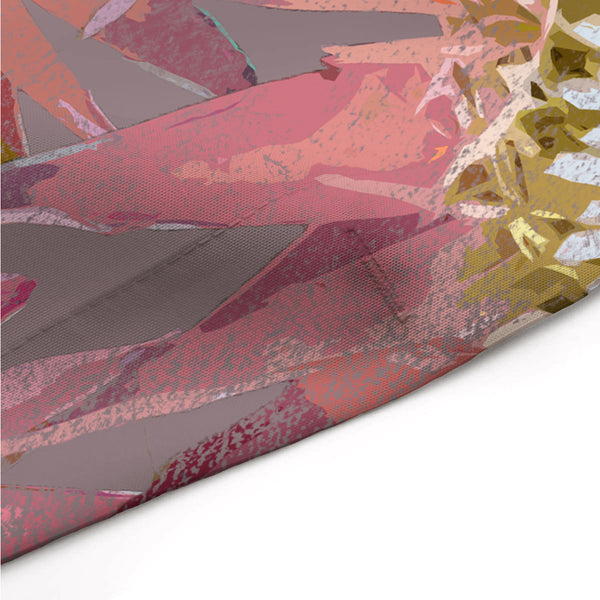 Dark Pink and Gray Floral Pattern Fabric Shower Curtain - Modern Poster Style