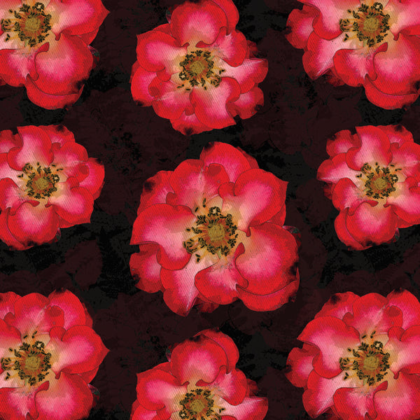 Red And Black Goth Rose Print Shower Curtain