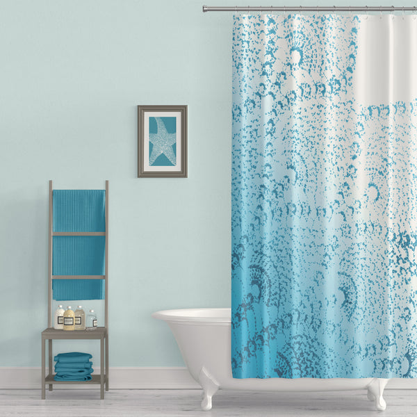 Tropical Teal Ombre & Lace Mandala Tropical Beach Chic Shower Curtain