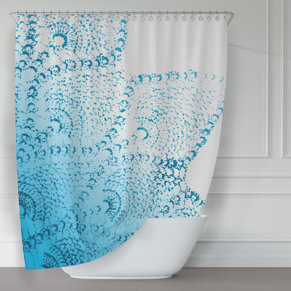 Tropical Teal Ombre & Lace Mandala Tropical Beach Chic Shower Curtain