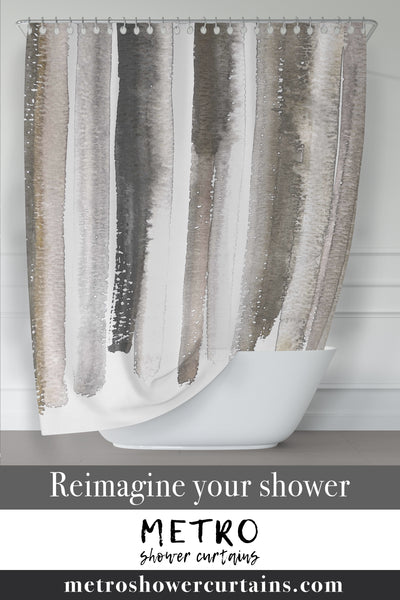 Warm Grays Watercolor Lines Shower Curtain