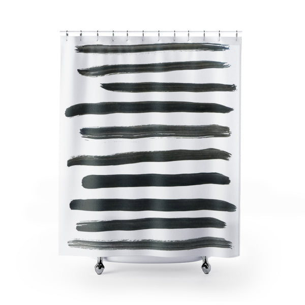 Zen Charcoal Black Stripes Shower Curtain
