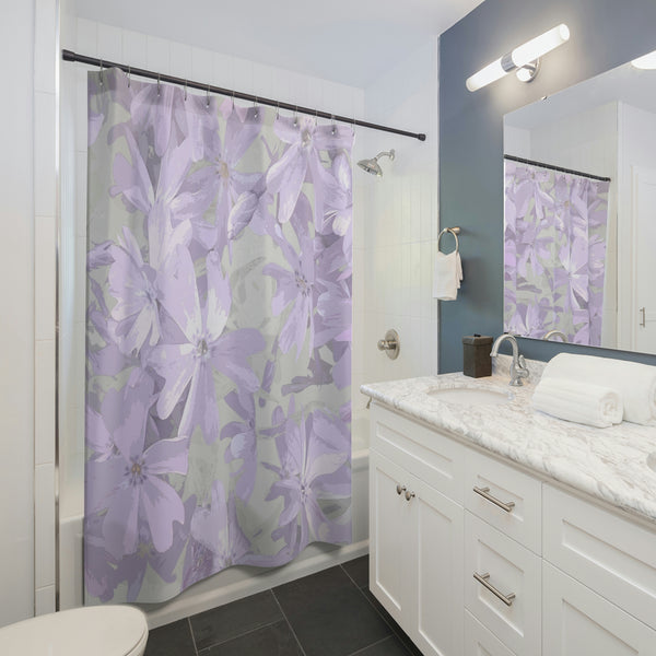 Light Purple & Gray Flower Art Print Shower Curtain