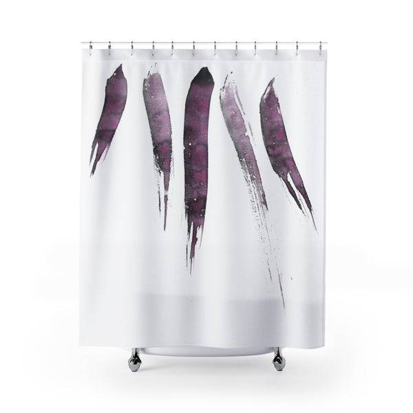 Magenta and Black on White Minimalist Large-Scale Watercolor Art Shower Curtain