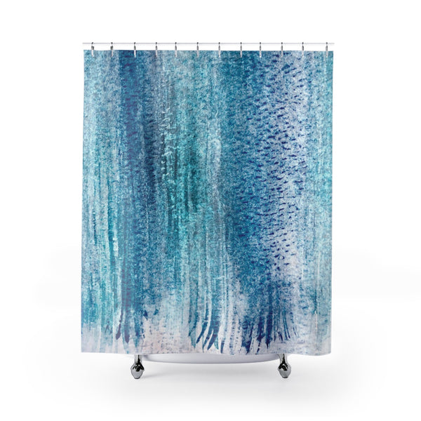 Aqua Blue Watercolor Stripes Shower Curtain - Metro Shower Curtains