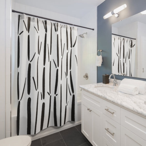 Black and White Bamboo Forest Shower Curtain
