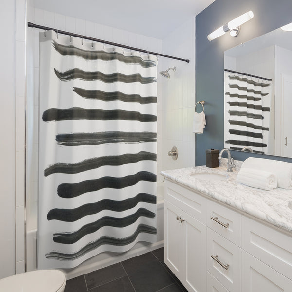Zen Charcoal Black Stripes Shower Curtain
