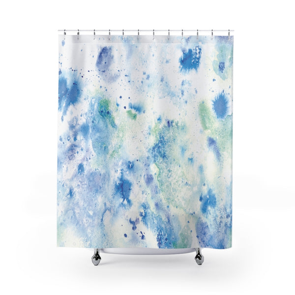 Etherial Blue & Green Watercolor Shower Curtain for Modern Coastal Bathroom - Metro Shower Curtains