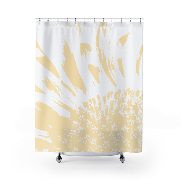 Sunflower Shower Curtain - Pale Yellow & White / Monochrome Large Scale Abstract Bathroom Art Print - Metro Shower Curtains