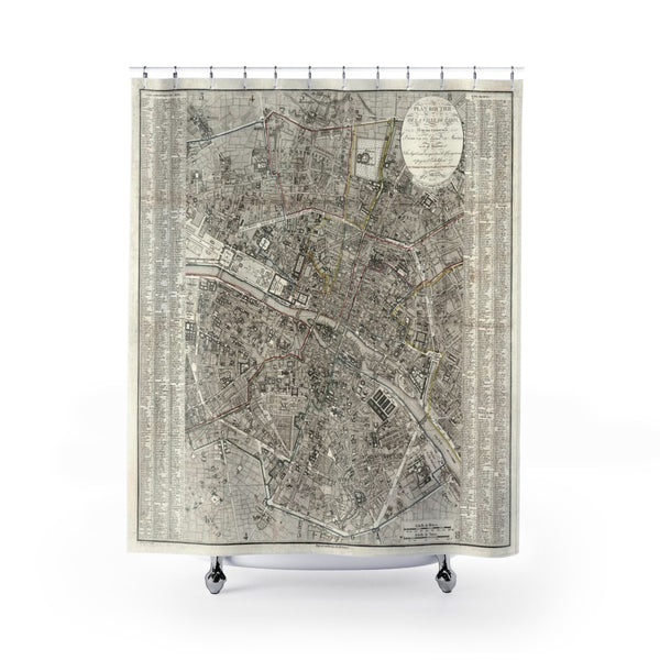 Vintage Map of Paris Shower Curtain - Metro Shower Curtains