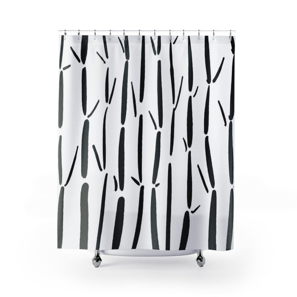 Black and White Bamboo Forest Shower Curtain