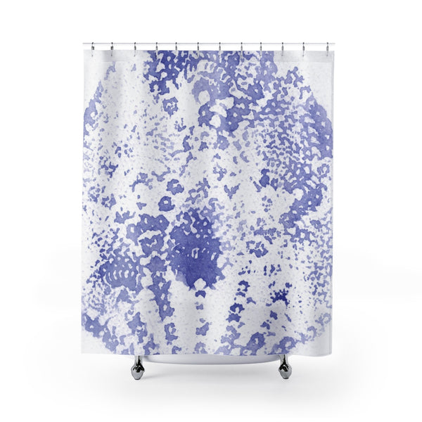 Deep Periwinkle Blue Boho Watercolor Lace Print Shower Curtain - Metro Shower Curtains