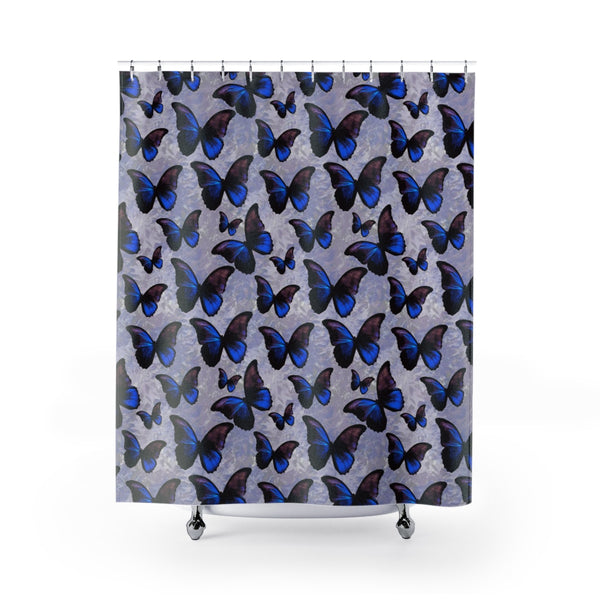 Purple and Blue Morpho Butterfly Shower Curtain - Metro Shower Curtains