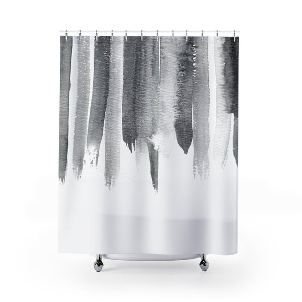 Shades of Gray Watercolor Rain Contemporary Design Shower Curtain - Metro Shower Curtains