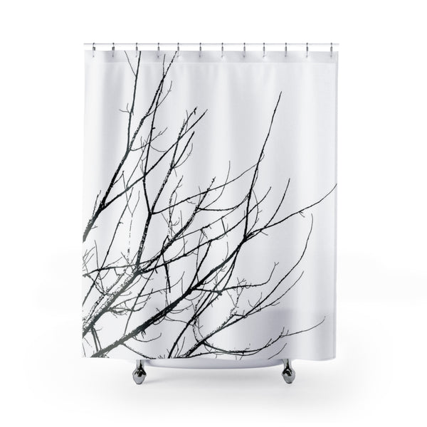 Black Tree Branch Silhouette Shower Curtain