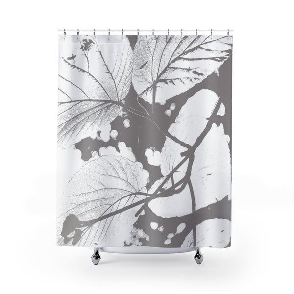 Giant Gray Linden Branch Shower Curtain - Metro Shower Curtains