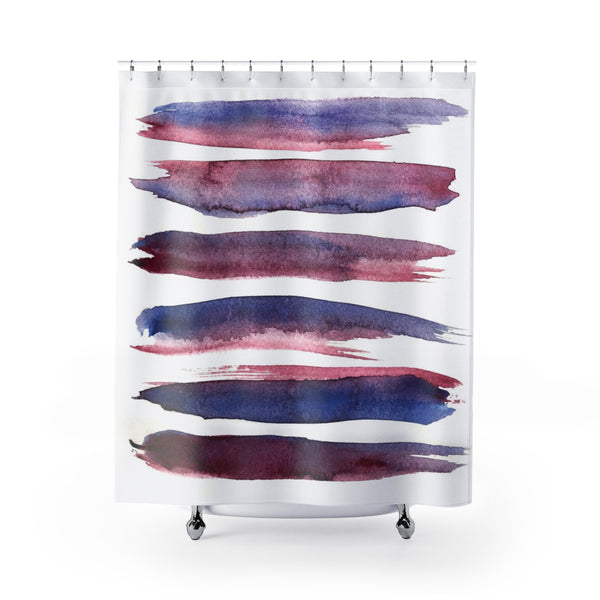 Maroon and Blue Minimalist Brush Stroke Shower Curtain - Metro Shower Curtains