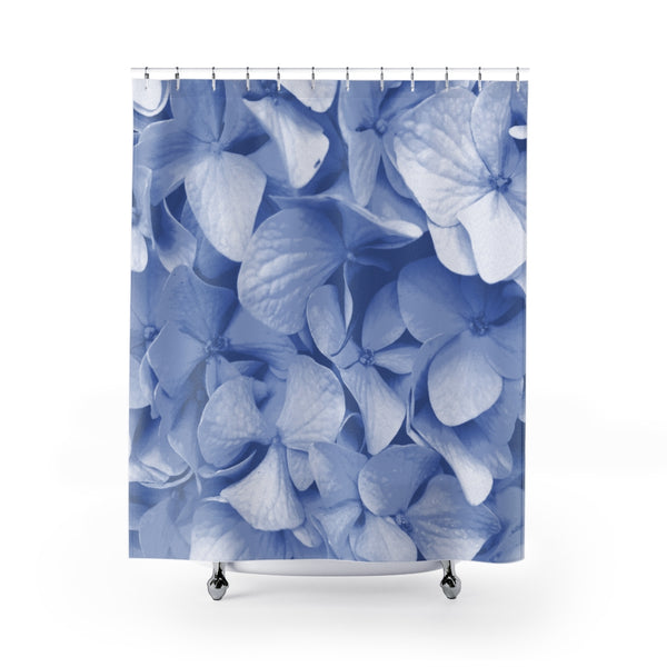 Blue Hydrangeas Large-Scale Floral Art Print Shower Curtain - Metro Shower Curtains