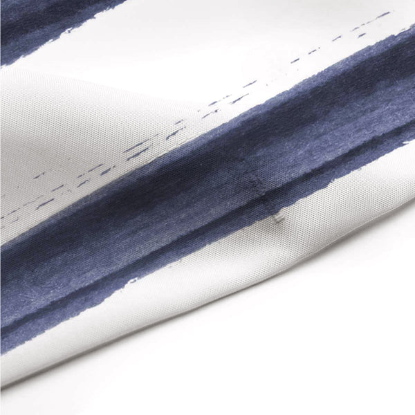 Navy Blue on White Minimalist Brush Stroke Stripes Shower Curtain