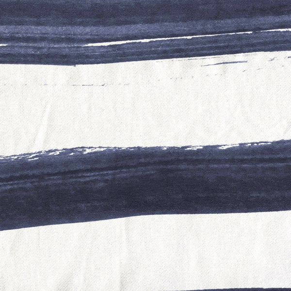 Navy Blue on White Minimalist Brush Stroke Stripes Shower Curtain