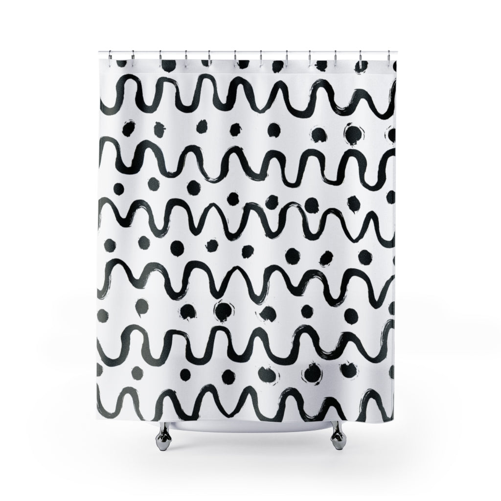 One Fish Shower Curtain: Black and White Ink Sketch – Metro Shower